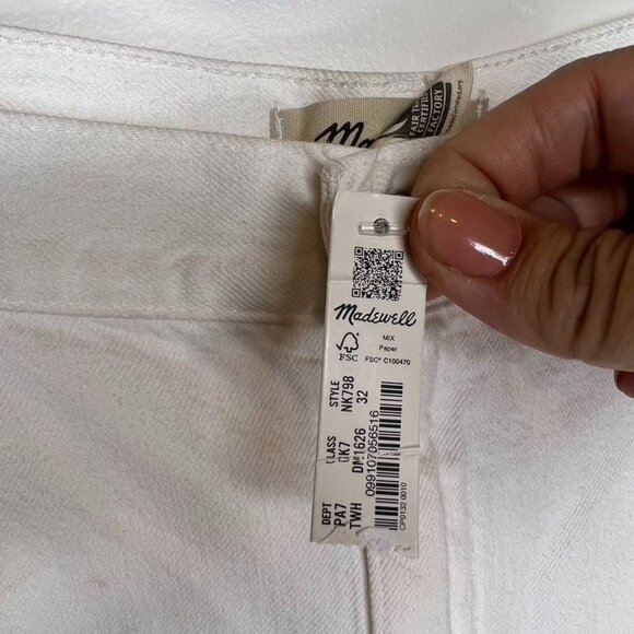 Madewell Baggy Straight Jeans Size 32 White Denim 100% Cotton NWT - Picture 4 of 7